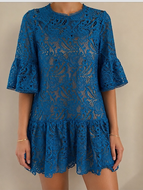 Monique Lhuillier Dresses & Skirts - Monique Lhuillier Cocktail Mini Dress Bell Sleeve Eyelet